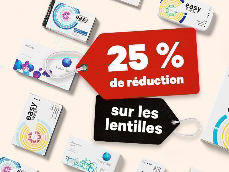 25 % de réduction sur toutes les lentilles